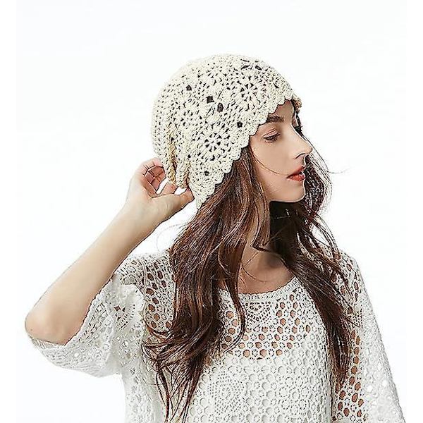 Blå Heklet Slouchy Lue for Kvinner - Håndlaget, Perfekt for Vår og Høst