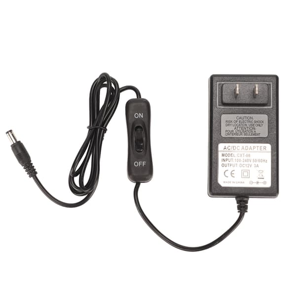 12V strømadapter 20 cm nålskumkutter DC strømforsyningsadapterpluggutstyr 100-240V US-plugg 12V 3A 36W