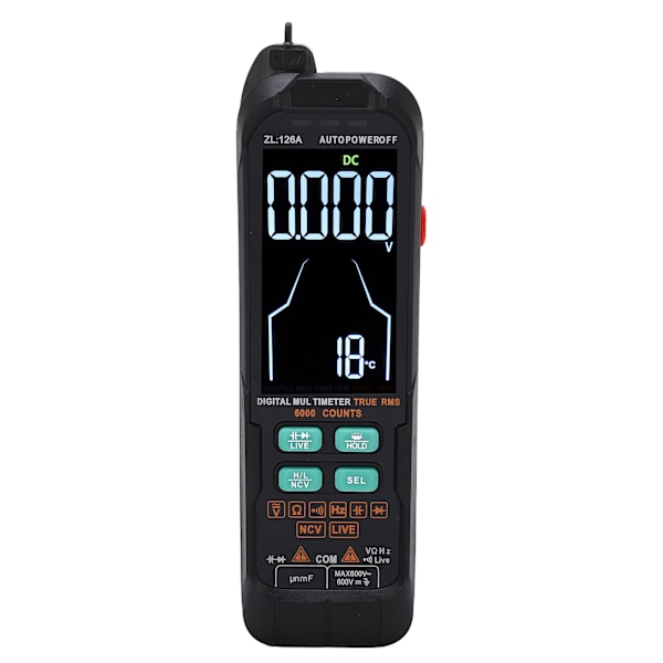 Digital multimeter 6000 räkningar DC AC ström voltmätare testare kapacitans ohm diod multimeter Live Wire testare verktyg 600V