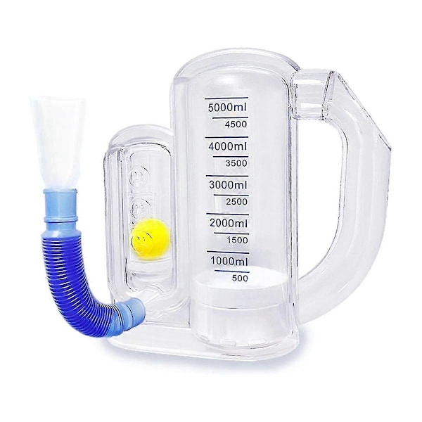 Åndedrætsøvelsesenhed kompatibel med lunger, dyb vejrtræning kompatibel med voksne - 5000 ml volumenmåling med flowhastighedsindikator - B16