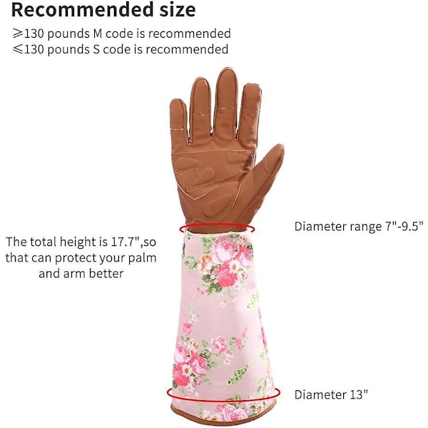 Havearbejde Rose Læderhandsker Kvinder Forlænget Pro Handsker Rose Beskæring Have til Mor og Bedstemor Havegaver (Brun)