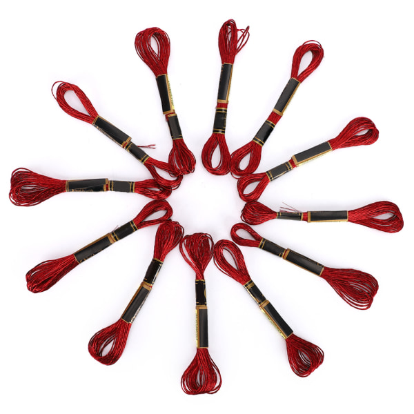 24 stk CrossStitch-tråd rødt broderi blankt flettet floss håndlavet garn bomuldsnøgler