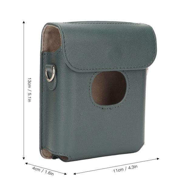 Vintage mörkgrön PU-läderkameraväska med axelrem för FujiFilm Instax Square Link Smartphone-skrivare
