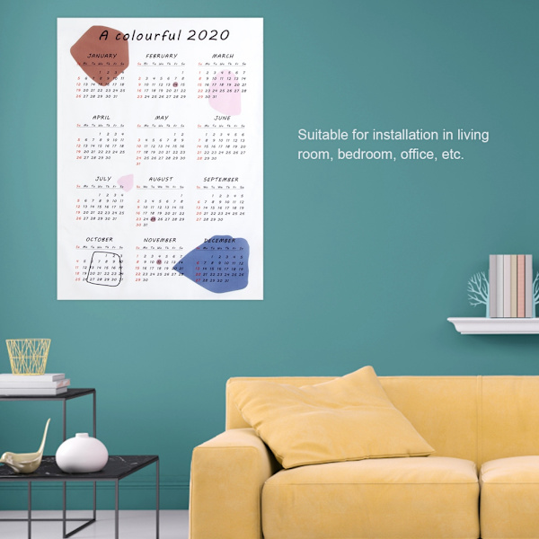 Husholdning Stue 2020 Veggkalender Stoff Bakgrunn Dekorasjon Kontor Skoleutstyr En Fargerik 2020