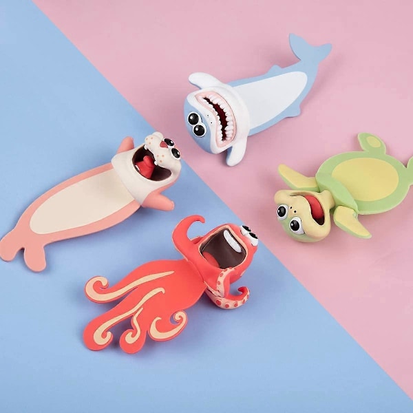 Kirjanmerkit, 3D-sarjakuvaeläinkirjanmerkki, hassut kirjanmerkkikaverit, söpö kirjanmerkki, lahjoja lukemista rakastaville naisille, miehille ja lapsille (mustekala)