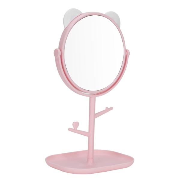 Kosmetisk speil med oppbevaringsbrett Katteører Justerbart sminkespeil med lite stativ for MakeupWhite