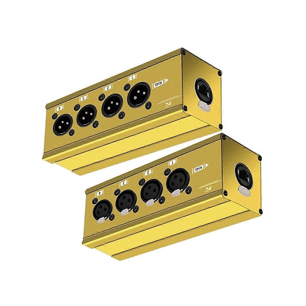 4-kanals 3-benet XLR til Ethercon RJ45 Cat5 Ethernet-forlænger, gul