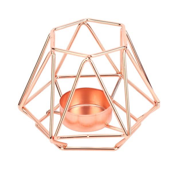 Små telys geometriske lysestaker for hjemmebordkunstdekor (Rose Gold S)