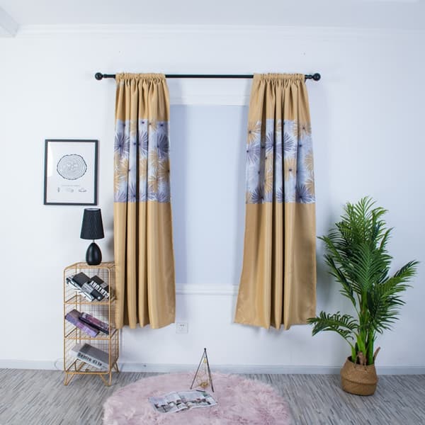 Chrysanthemum-mönstrade gardiner för vardagsrum och sovrum i polyester, gula