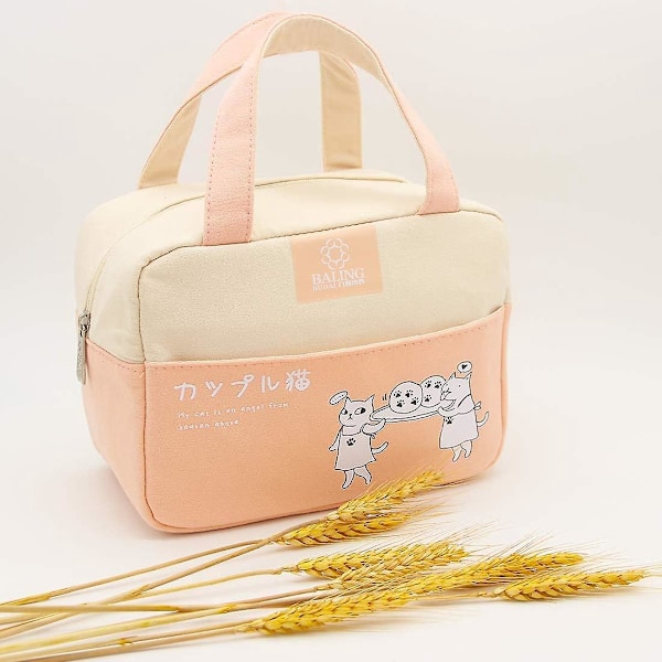 Tyylikkäät Bento-lounaskassit - Terminen kylmälaukku lounaslaukku taskuilla Kestävät kahvat Muodikas japanilainen painatus lapsille teineille esikouluun