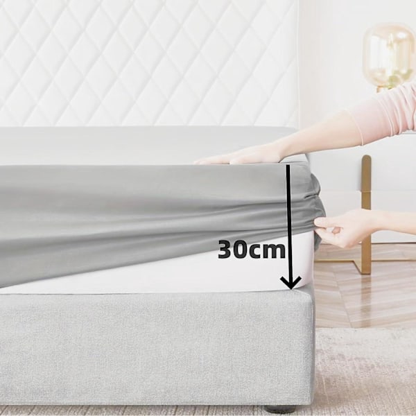 Dra-på-lakan 150 x 200 cm Justerbart Mjuk Bomull Andningsbart Anti-kvalster Absorberande Ljusgrå Säng 150 x 200 cm