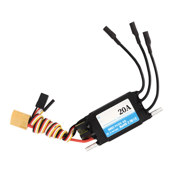 Vattentät 20A ESC Dubbelriktad Dubbelriktad 2‑4S Lipo ESC Hastighetsregulator med 5V 6V 4A SBEC för RC Båtmodeller