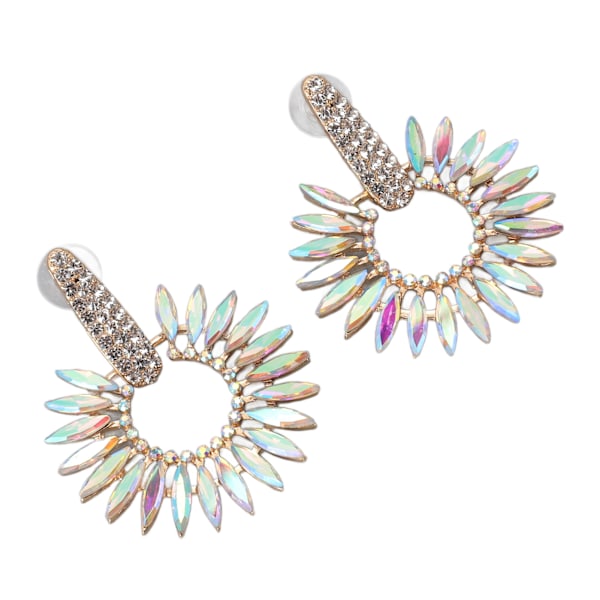 Mote Rhinestone Statement Drop Dangle Øredobber Store Lysekrone Øredobber for Kvinner Hvit AB Midten KC Gull