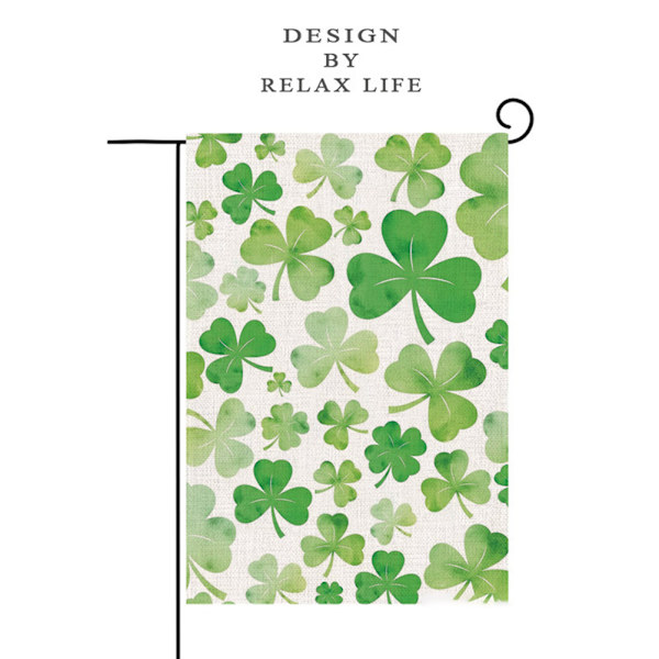 Shamrock Hageflagg Vertikal St. Patrick's Day Lykkelig Kløver Burlap Flagg Utendørs Hage Yard Dekorasjon