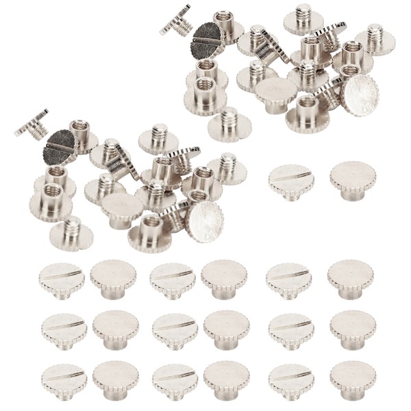 30 Set Boknit med räfflad platt mässing läderbindningsknapp 9,5x6mm Spik 4mm Skruv(Silver )