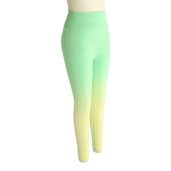 Gul grön rumpa Yogabyxor Seamless Höftlyft Gradient Hög midja Leggings Large