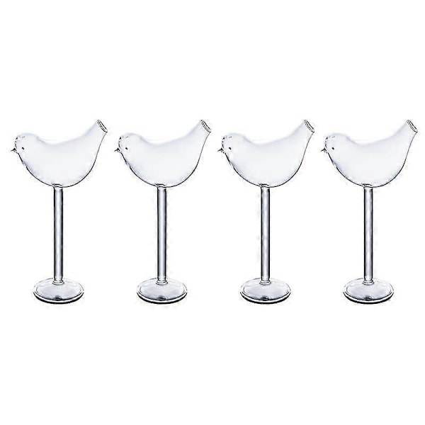 1 Set 4 st Fågelformade Cocktailglas Vinglas Bägare (transparent)