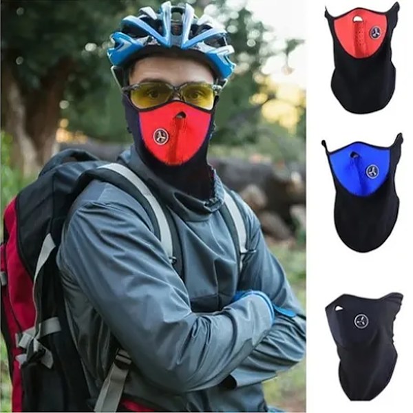 Ansiktsmask Andningsbar Bekväm Huvudbonad Solskyddande Halsduk för Ridning Utomhus Röd