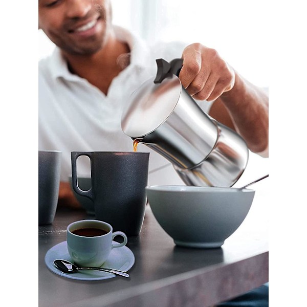 Italiensk Espresso Cafetera i Rustfrit Stål - 4 Kopper Kaffe Maskine