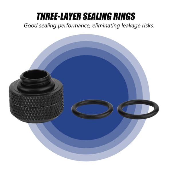2 stk / pakke vandkøling kompressionsfitting til stift akrylrør OD 14mm sort