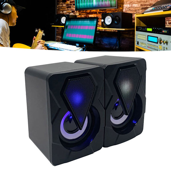 Gaming-datamaskin-høyttaler med fargerikt RGB-lys, stereolyd og kraftig bass, USB-skrivebordshøyttaler
