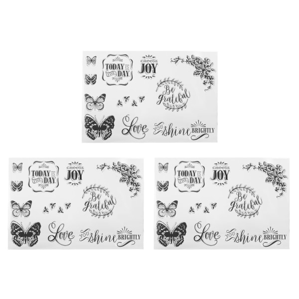 3 kpl Clear Stamps Butterfly läpinäkyvä kumileimasintiiviste itse tekemiseen scrapbooking-korttien tekemiseen ja valokuva-albumien koristeluun