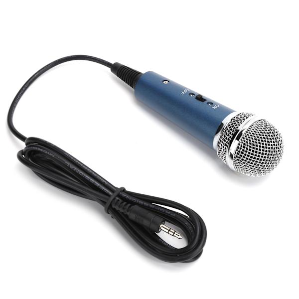 Kablet kondensatormikrofon 3,5 mm med US-formet 3,5 mm lydadapter til computerkaraoke (blå)