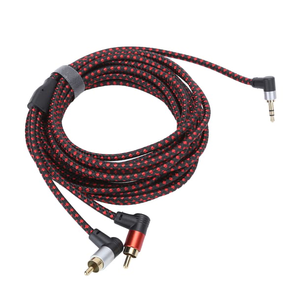 90° 3.5mm hanstik til 2RCA han lydkabel ABS stereomikrofonkabel til DVD-højttaler 5m