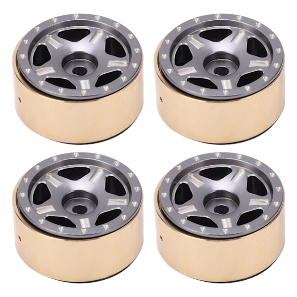 4 stk. RC Bead Lock Hubs i aluminiumlegering og messing til RC-kjøretøydekk, nav for Axial SCX24 1/24 titanfarge