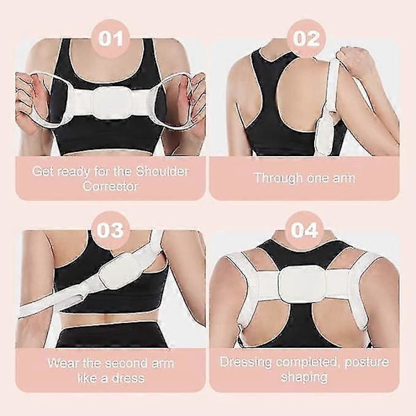 Säädettävä ryhtiliivi lapsille ja aikuisille - 2 kpl Posture Pro Fix niska- ja olkakorjaaja mustaharmaa L