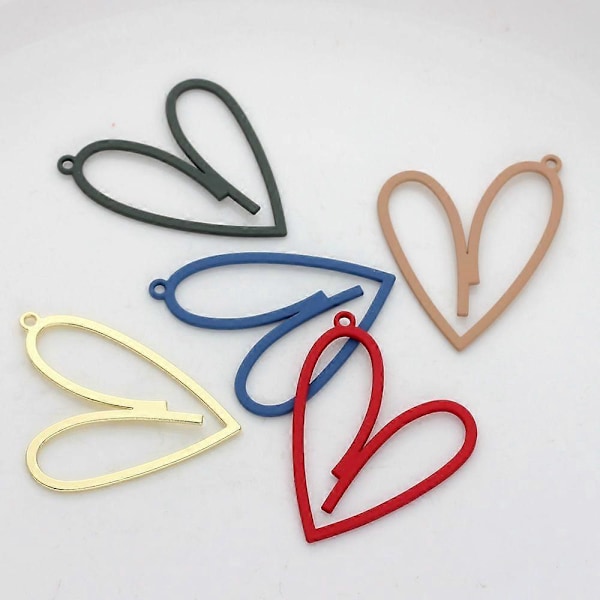 Fargerikt Hjerteanheng i Sink Legering for DIY Smykkelaging 10 Stykker Per Parti B