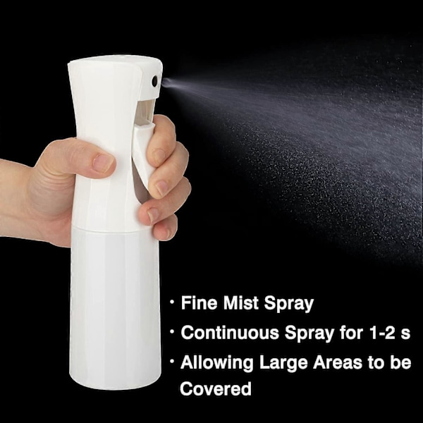 Kontinuerlig Sprayflaska 200 ml (vit-2-pack), Mister Sprayflaska för Hår, Fin Mist Vattensprayflaska för Salonger, Hårstyling, Växter, Hud