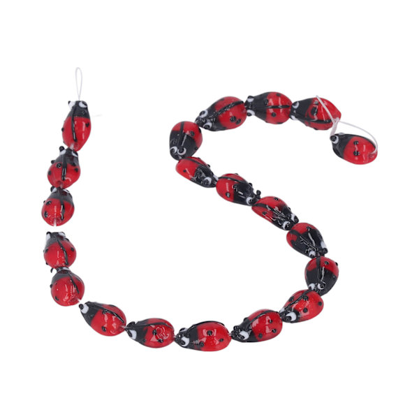 20 st Ladybug Pärlor Svart Röd Glas Glansig Bekväm DIY Tillverkning Korrosionsbeständig Smycken Distanspärlor för Hantverk