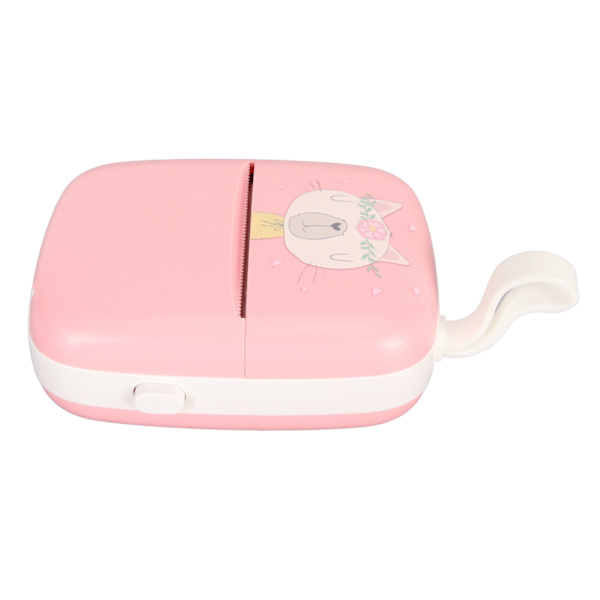 Lommeter termisk printer med 3 ruller papir, notes label maker, mini fotoprinter, indbygget batteri, pink