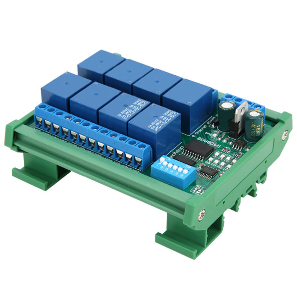 12 V 8-kanavainen RS485 Relay PLC -laajennuskortti RTU-protokollan kauko-ohjaimelle (R4D8A08 R avec Botier pour rail DIN)