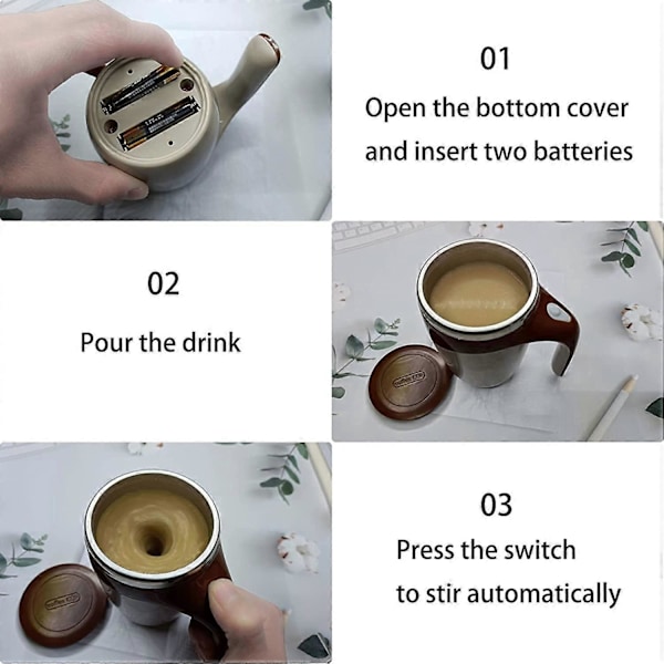 Automatisk Magnetisk Omrører Kaffekrus, Roterende Hjemmekontor Rejse Blandekop Sjovt Elektrisk Rustfrit Stål Selv Omrørende Kaffekop, Egnet