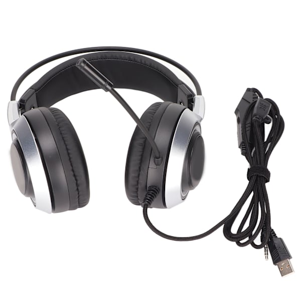 SYG25-pelikuulokkeet USB+3,5 mm säädettävä äänenvoimakkuus Over Ear -pelikuulokkeet mikrofonilla ja hengityslampulla PS4:lle