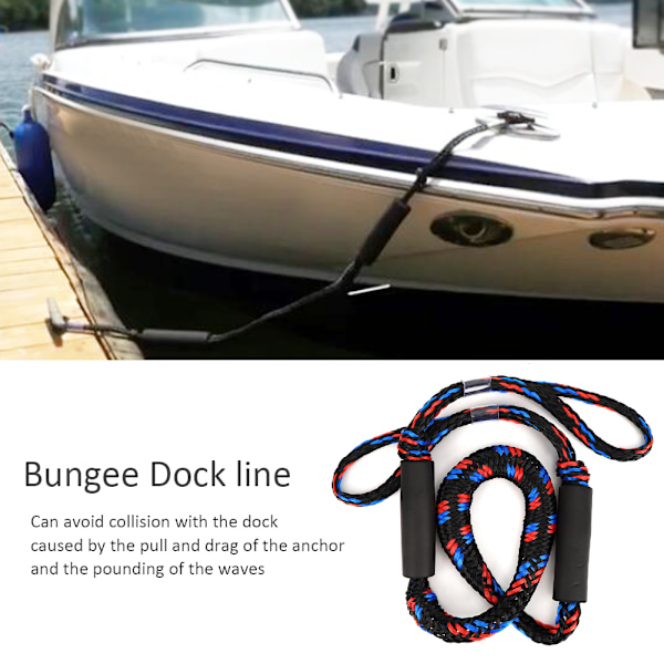 Frit justerbar kajak surfing bungee dock line praktisk yacht marine elastisk kano forbindelsestov tilbehør sort blå rød