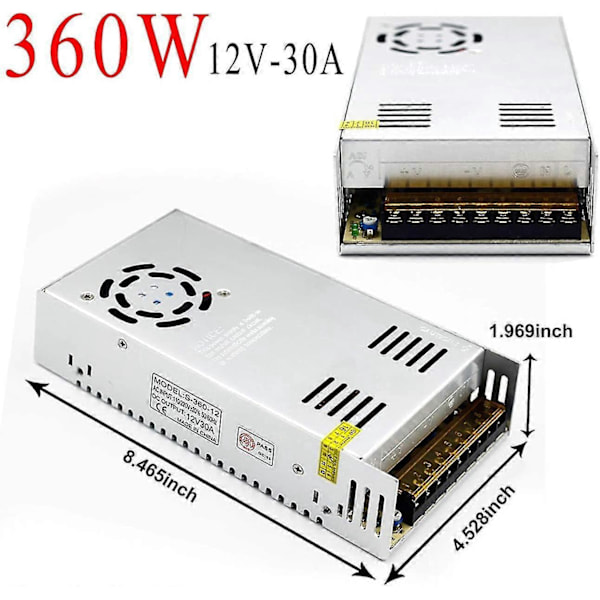 12V 30A DC Universell Reglerad Switchande Strömförsörjning 360W - Hög Effektivitet, Pålitlig Prestanda