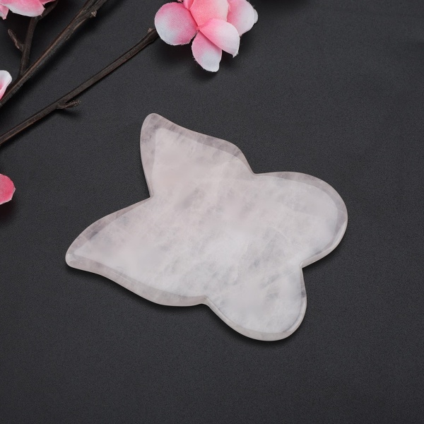 Natural Rose Quartz Crystal Healing Massage Stone Scraping Plate