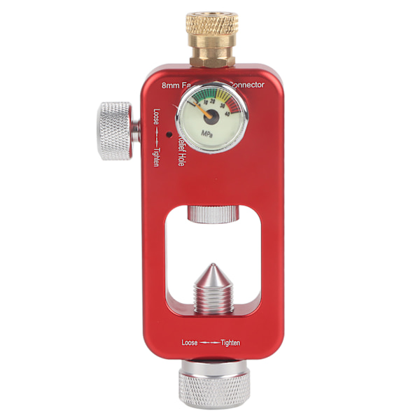 DEDEPU Scuba Diving Adapter 8mm Oxygen Bottle Connector med trykkmåler for undervannssnorklingutstyrRød