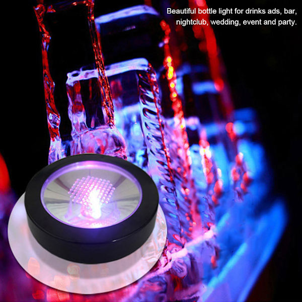 Cup Wine Bottle Coaster med skiftende LED-lys Sort Shell Hvidt lys Intet batteri inkluderet