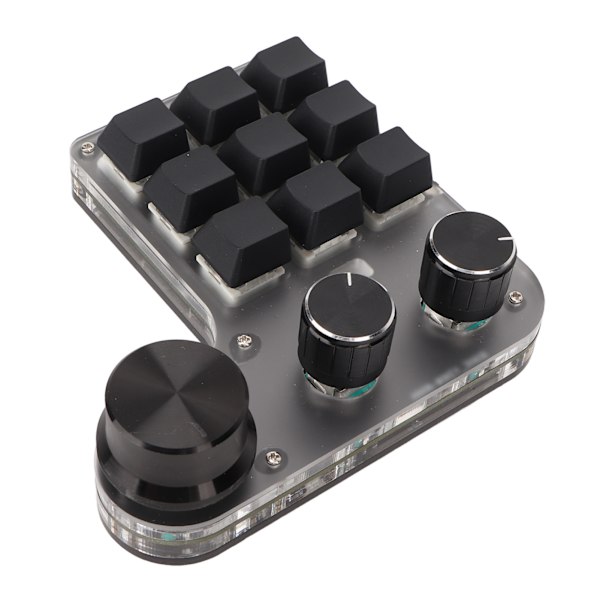 Programmerbar makro-tastatur 9 taster 3 knotter USB Bluetooth-tilkobling OSU spilltastatur for kontor musikk media