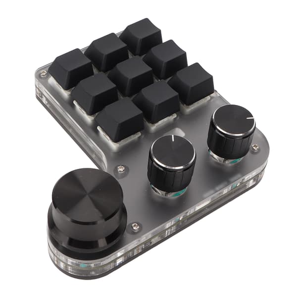 Programmerbart makrotastatur 9 taster 3 drejeknapper USB Bluetooth-forbindelse OSU Gaming-tastatur til kontor, musik og medier