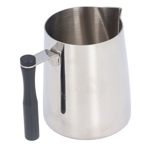 600ML Stainless Steel Coffee Frothing Pitcher Break Resistance Milk Frothing Cup with Detachable HandleBlack