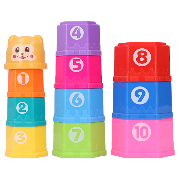 Baby Stacking Cup Children Cartoon Hexagonal Number Letter Stacking Cup Bath Toy Birthday Gift