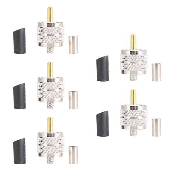 5 Styck UHF PL259 Hane Plug Crimp Coax Connector Adapter RF Connector