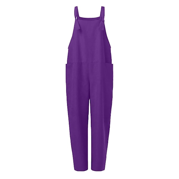 Casual Dame Bomuldslinned Overalls Jumpsuit - Løs og baggy Romper M Lilla