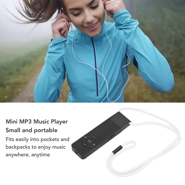 MP3-spiller Lossless Lyd Støtte Opptil 64GB Mini Musikkspiller for Studenter Løping Reise Svart