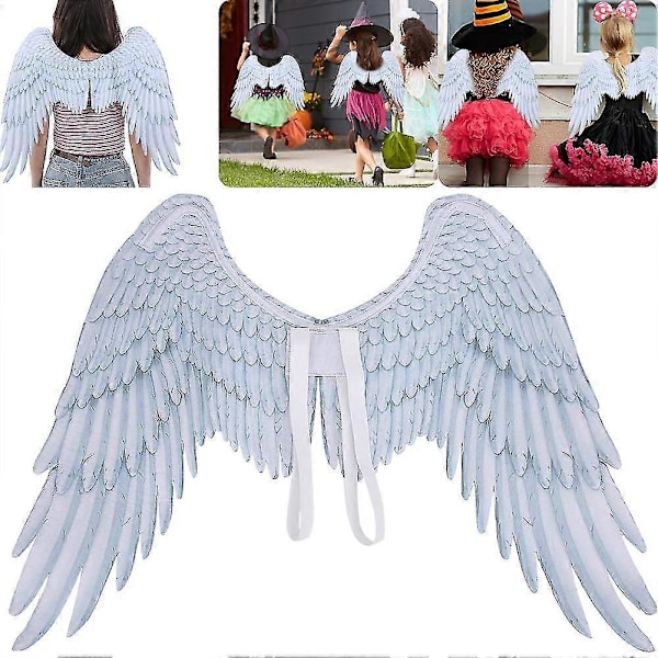 3D Engel Vinger Halloween Kostume Voksen Fe Sort Hvide Vinger Fancy Kjole Fjer Cosplay Prop Hvid